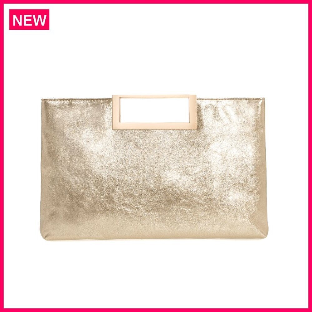 Vegan Leather Convertible Clutch with Chain Strap, 12x8x1.5